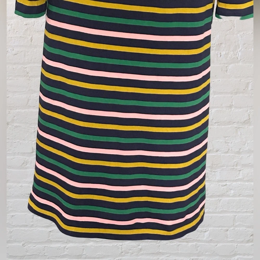 J.CREW Long Sleeve Multicolor striped Midi Dress Sz 8 M Nautical Preppy Spring